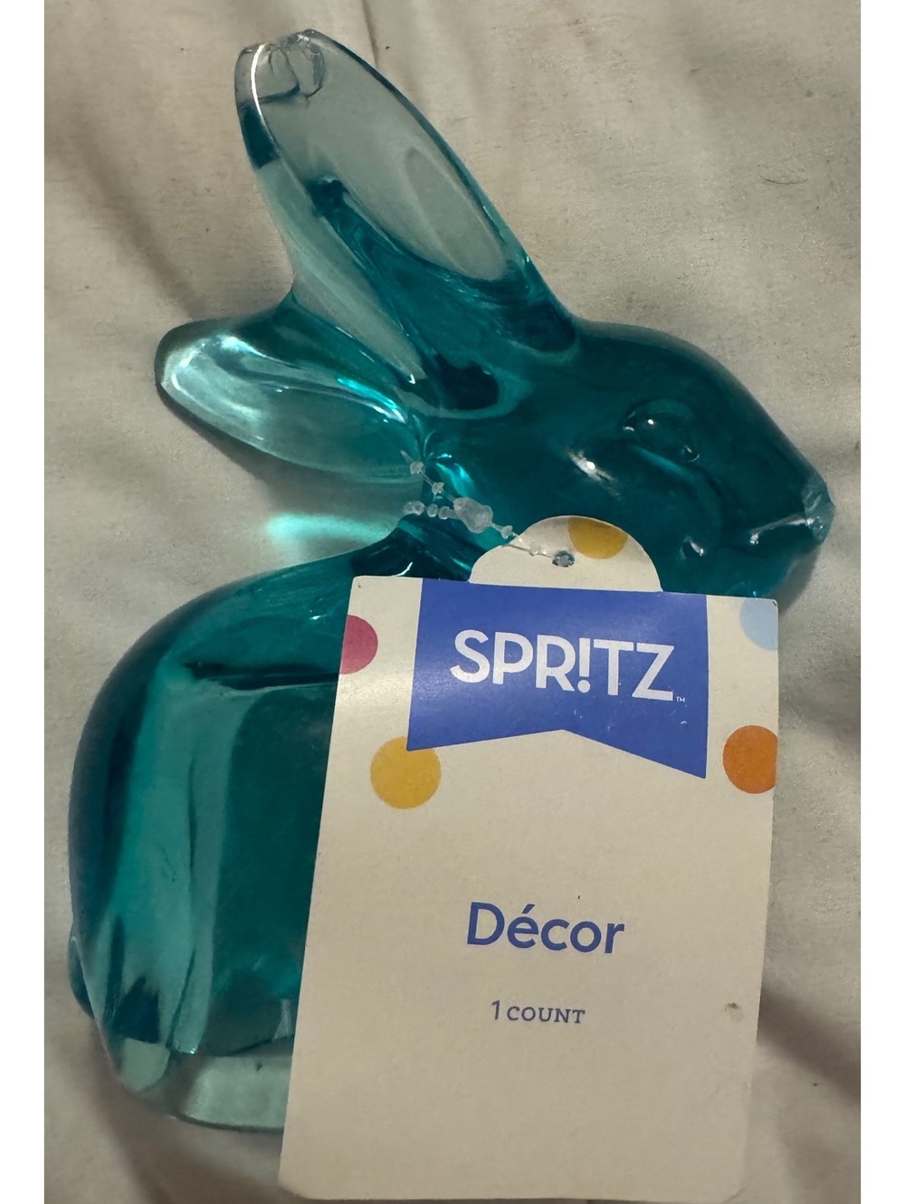 Spritz Blue Glass Bunny Figurine Décor with Minor Chips